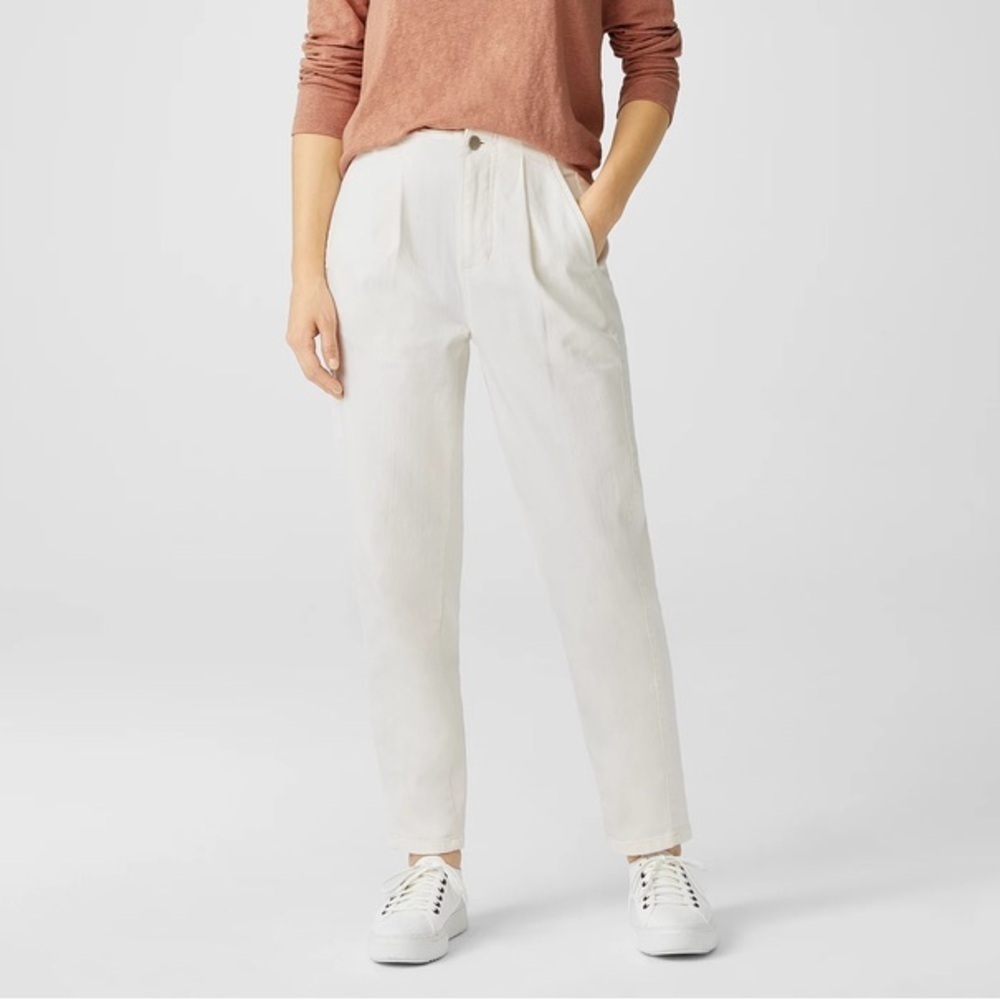 Eileen Fisher ivory Undyed Organic Cotton Denim Tapered Pants, size 16.